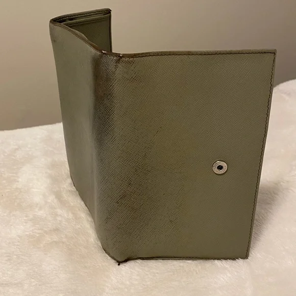 Prada Saffiano Leather Trifold Wallet - Sage - Picture 10 of 16
